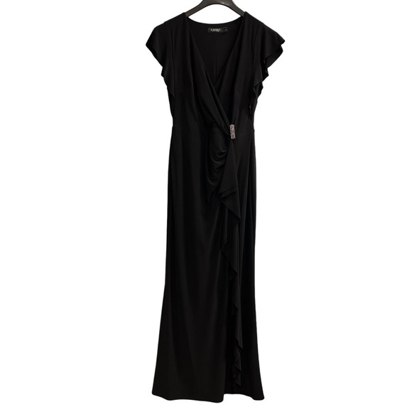 Lauren Ralph Lauren Dresses & Skirts - Lauren Ralph Lauren Dress Womens 8 Black Jersey Knit Maxi Sequin Clip Event Gala